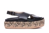 Paloma Barceló Raffia Wedge Sandal Cross Black In Black