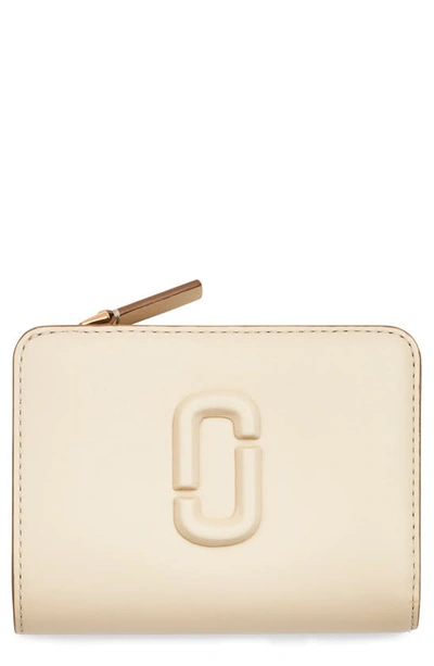Marc Jacobs The Mini Compact Leather Bifold Wallet In Cloud White