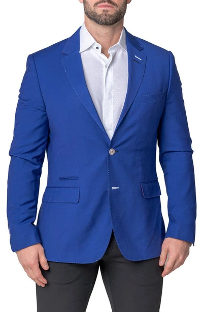 Maceoo Socrates Topstitch Blazer In Blue