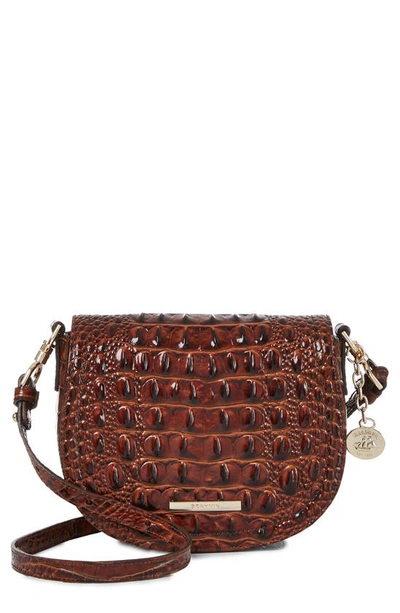 Brahmin Briar Croc Embossed Leather Crossbody Bag In Pecan