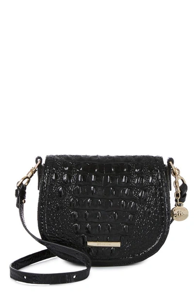 Brahmin Briar Croc Embossed Leather Crossbody Bag In Black Melbourne