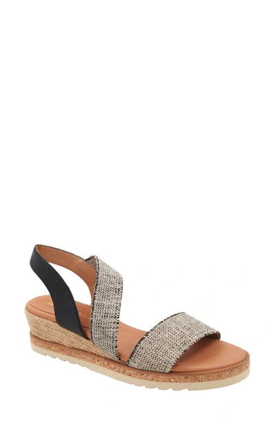 Andre Assous Nevada Slingback Platform Wedge Sandal In Black/beige