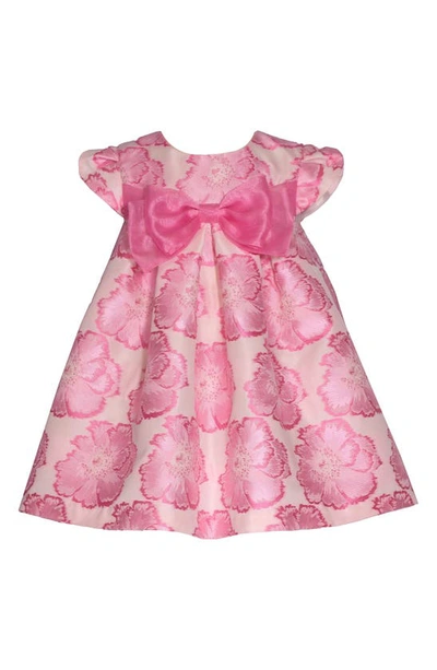 Iris & Ivy Babies' Floral Jacquard Organza Bow Mikado Party Dress & Bloomers Set In Pink