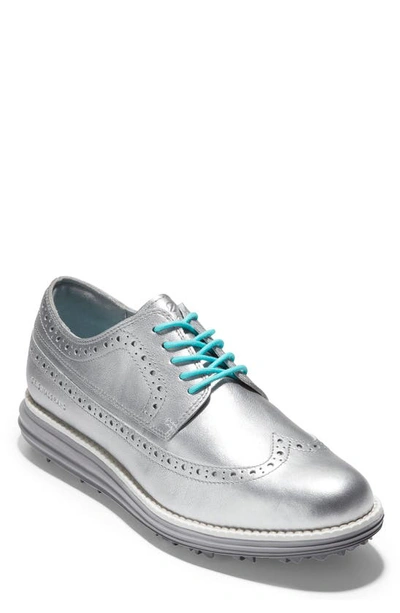 Cole Haan Originalgrand Waterproof Wingtip Golf Derby In Silver