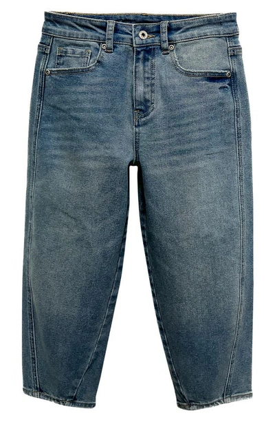 Tractr Kids' Crop Barrel Leg Jeans In Indigo