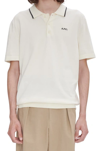 Apc Fynn Oversize Tipped Polo In Blanc