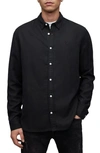 Allsaints Laguna Linen Blend Relaxed Fit Shirt In Black