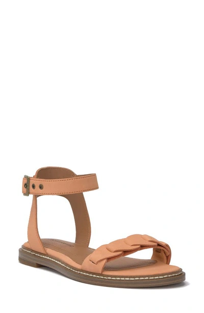 Lucky Brand Kyndall Ankle Strap Sandal In Tangerine Nubuck Leather