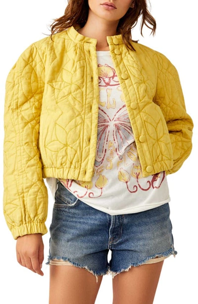 Free People Quinn Quilted Jacket In Citronelle