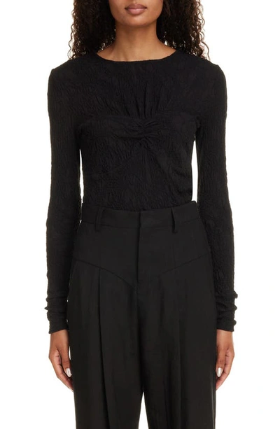 Isabel Marant Floride Ruched Long-sleeve Top In Black