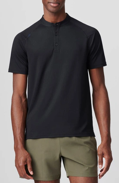 Rhone Delta Piqué Performance Henley In Black