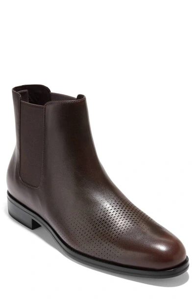 Cole Haan Washington Grand Laser Chelsea Boot In Ch Dark Chocolate Reve