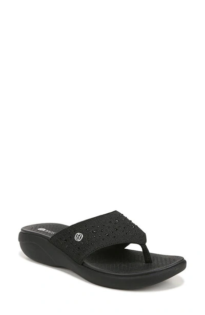Bzees Cruise Bright Washable Thong Sandals In Black Fabric