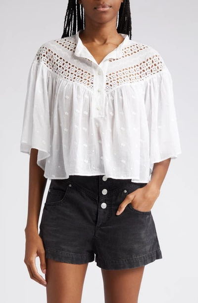 Isabel Marant Étoile Safi Short-sleeve Eyelet Cotton Blouse In White