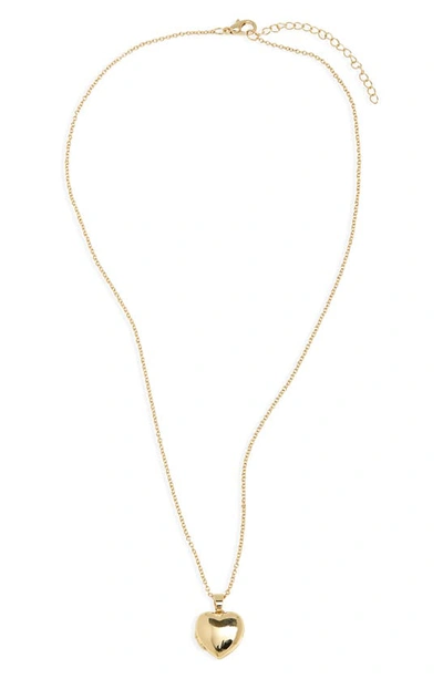 Nordstrom Demifine Puffy Heart Locket Necklace In 14k Gold Plated