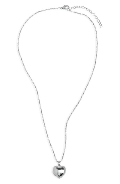 Nordstrom Demifine Puffy Heart Locket Necklace In Sterling Silver Plated