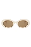 Celine Triomphe Acetate Oval Sunglasses In White/brown