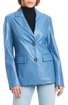 Sanctuary Corset Back Faux Leather Blazer In Denim Blue