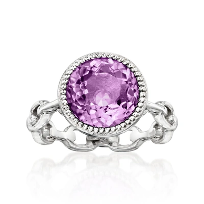 Ross-simons Amethyst Link Ring In Sterling Silver In Purple