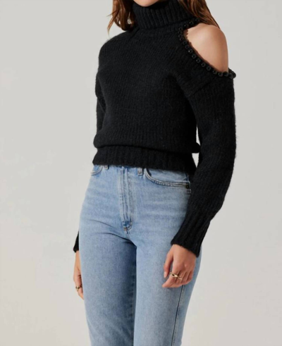Astr Lynn Embellished Sweater In Black