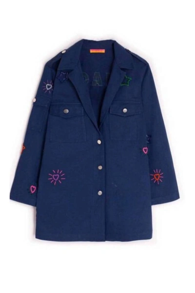 Vilagallo Linette Embellishment Jacket In Navy In Blue