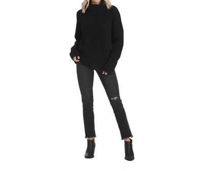 Mudpie Randi Waffle Knit Sweater In Black