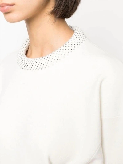 Nude Crystal Embelished Sweater In Off White