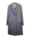 Joseph Tailored Double-breasted Long Coat In Light Blue Cotton In Blue