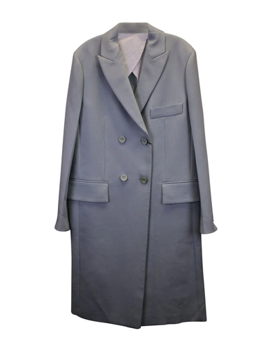 Joseph Tailored Double-breasted Long Coat In Light Blue Cotton