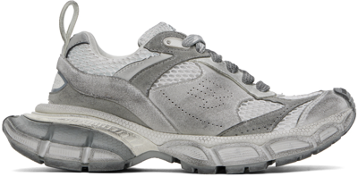 Balenciaga 3xl Distressed Faux Suede And Mesh Sneakers In Light Grey Mix