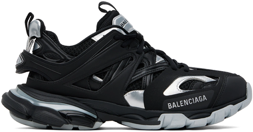 Balenciaga Black & Silver Track Sneakers In Black Silver