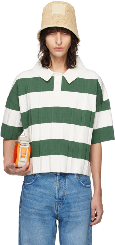 Jacquemus Striped Pleated Polo In Multicolor