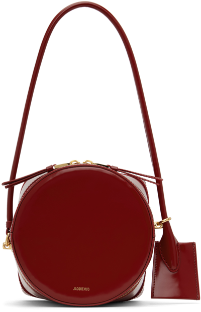 Jacquemus Le Vanito Patent Top-handle Bag In Dark Red