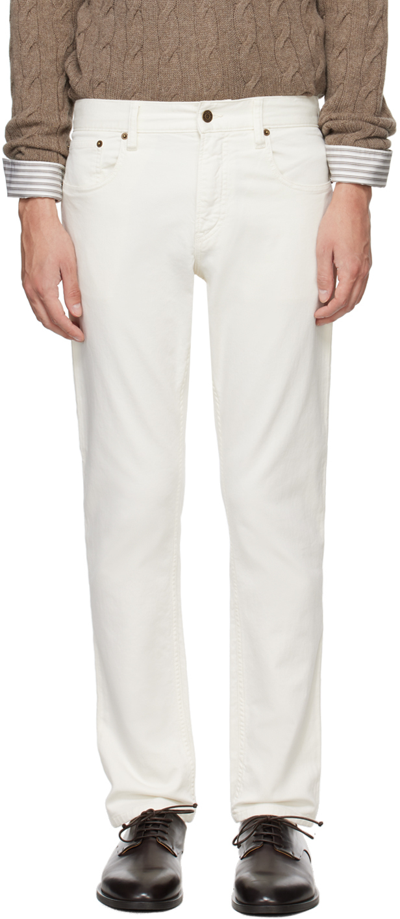 Ralph Lauren Purple Label Off-white Slim-fit Trousers In Classic Cream