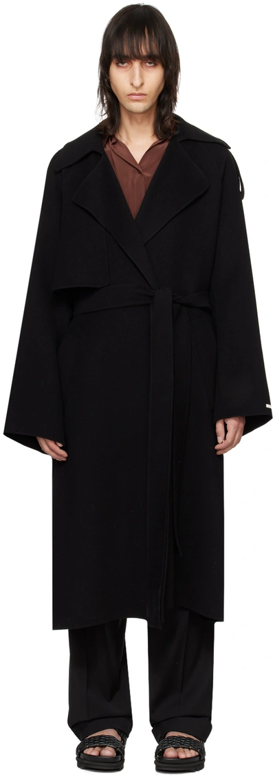 Max Mara Black Fiore Coat In 013 Black