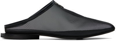 Gmbh Black Jamal Slit Slippers In Black Mesh