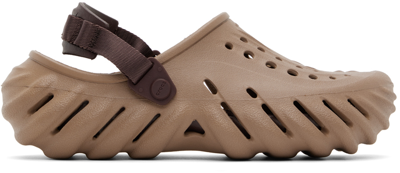Crocs Brown Echo Clogs In Brown/brown