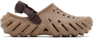 Crocs Brown Echo Clogs In Aloe