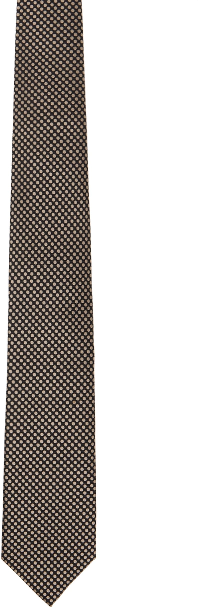 Tom Ford Beige & Gray Polka Dot Tie In Dark Grey