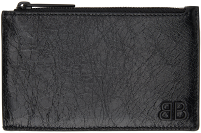 Balenciaga Men's Monaco Long Zip Card Holder In Black