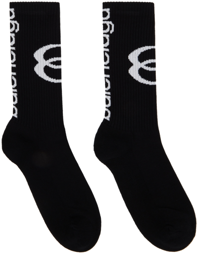 Balenciaga Unity Cotton Blend Socks In Blackwhite