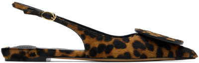 Jacquemus Brown & Black Les Sculptures 'les Slingbacks Duelo Plates' Flats In 8bq Print Leo Brown
