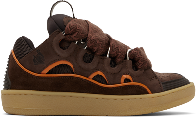 Lanvin Ssense Exclusive Brown & Orange Curb Sneakers In 6090 Brown/orange