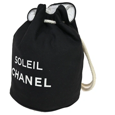 Pre-owned Chanel Drawstring Canvas Shoulder Bag () In Black