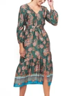 Emily Lovelock Paisley Midi Dress In Green Multi In Green