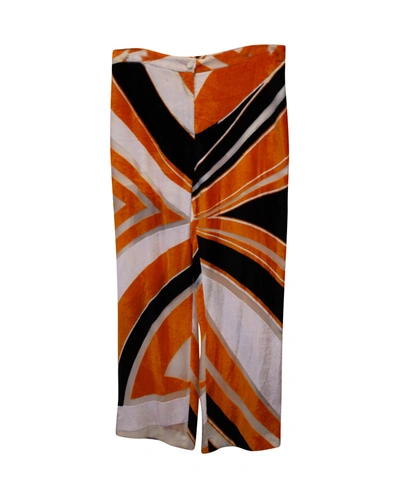 Emilio Pucci Knitted Pants In Orange Viscose