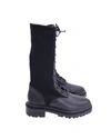 PORTE & PAIRE PORTE & PAIRE LACE-UP BOOTS IN BLACK KNIT AND LEATHER