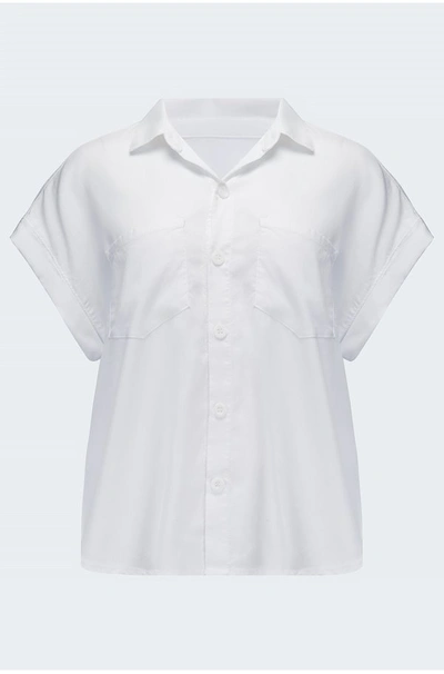 Bella Dahl Two Pocket Short Sleeve Shirt In White