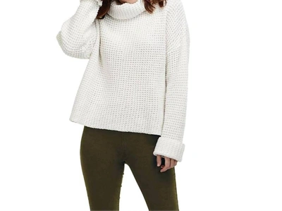 Mudpie Wendy Waffle Knit Sweater In Cream In White