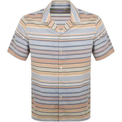 Paul Smith Short Sleeve Striped Shirt Blue In Multi